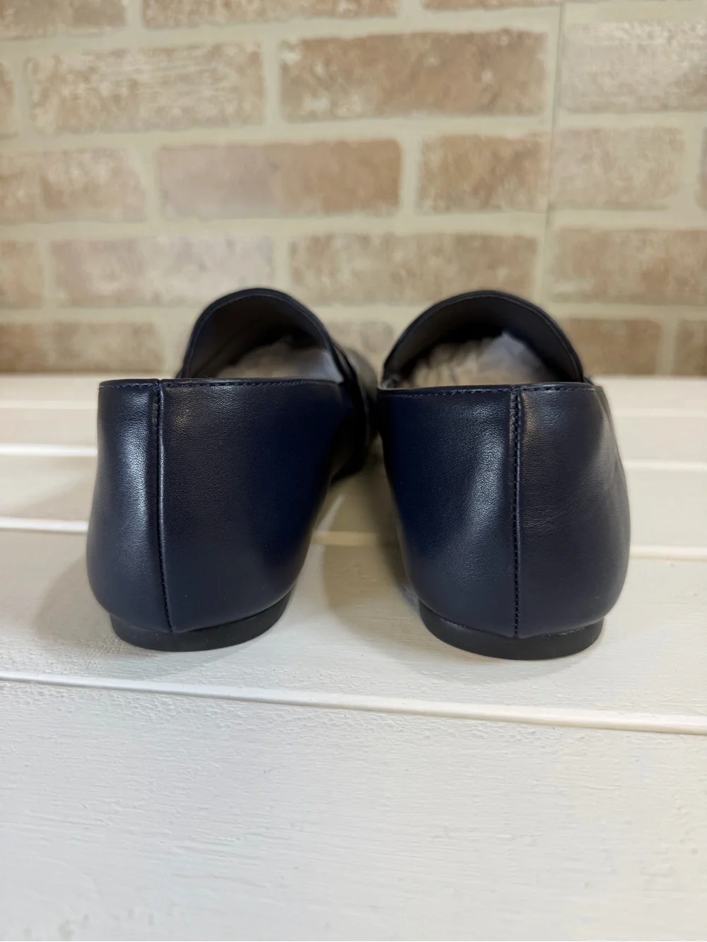 Halston Vincent-S Navy Vegan Leather Loafers Women’s Sz 8.5 Modern Minimalist - Picture 8 of 10